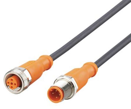 Ifm Electronic Cable De Conexión, Con. A M12 Hembra, 4 Polos, Con. B M12 Macho, 4 Polos, Long. 2m, 250 V Ac, 300 V Dc,