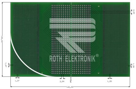 Roth Elektronik FR4Europlatine, Epoxid Glasfaser-Laminat 2, 160 X 100 X 1.5mm 35μm, PCB-Bohrung 0.3mm, Raster 1,27mm 25