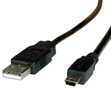 Roline Câble USB, Mini USB B Vers USB A, 3m, Noir