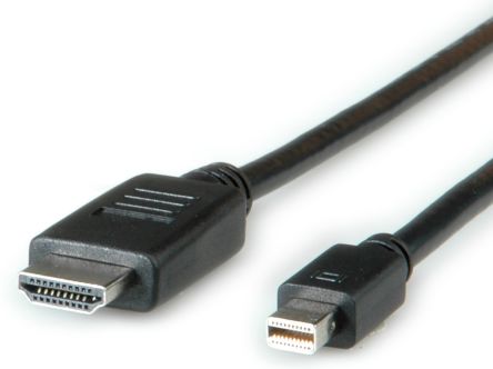 Roline DisplayPort-Kabel A Stecker DP (DisplayPort) Mini B HDMI - Stecker, 1m PVC