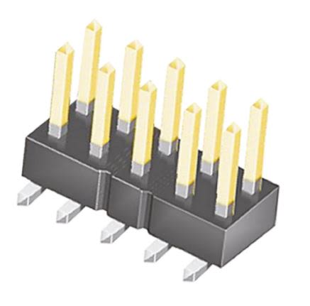 Samtec TSM Series Straight Surface Mount Pin Header, 10 Contact(s), 2.54mm Pitch, 2 Row(s), Unshrouded