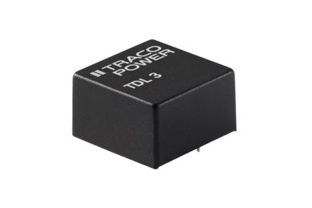 TRACOPOWER TDL 3 DC-DC Converter, 15V Dc/ 200mA Output, 18 → 36 V Dc Input, 3W, Through Hole, +80°C Max Temp