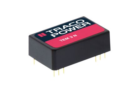 TRACOPOWER TEM 3N DC-DC Converter, ±12V Dc/ ±125mA Output, 10.8 → 13.2 V Dc Input, 3W, Through Hole, +85°C Max