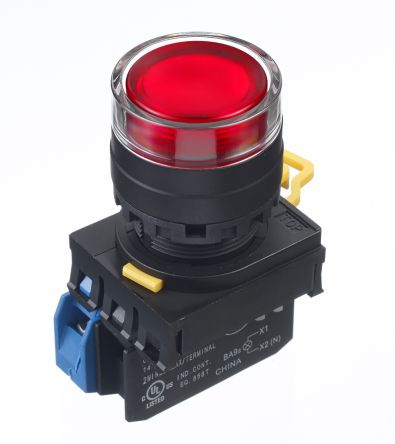 디바이스마트,스위치/부저/전기부품 > 스위치 > 푸쉬버튼 스위치 > 푸쉬버튼 스위치 (미분류),,YW1L-MF2E10QM3R,Idec YW Illuminated Red Push Button Complete Unit NO Momentary / 168-2625