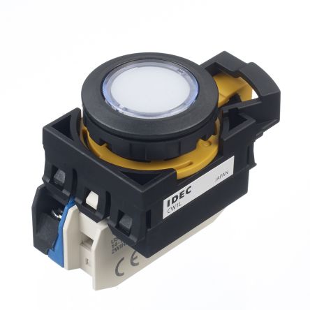 Idec CW Series Illuminated Push Button, Panel Mount, 22mm Cutout, SPST, IP65