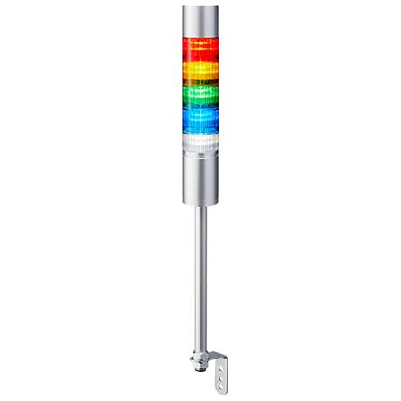Patlite LR6 LED Signalturm 5-stufig Mehrfarbig LED Rot/Gelb/Grün/Blau/Transparent + Summer Blitz, Dauer 618.5mm