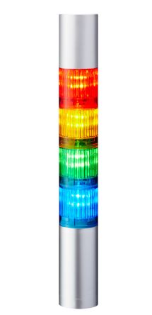 Patlite LR4 LED Signalturm Bis 4-stufig Mehrfarbig LED Rot/Gelb/Grün/Blau + Summer Blitz, Dauer 293.5mm Multifunktion