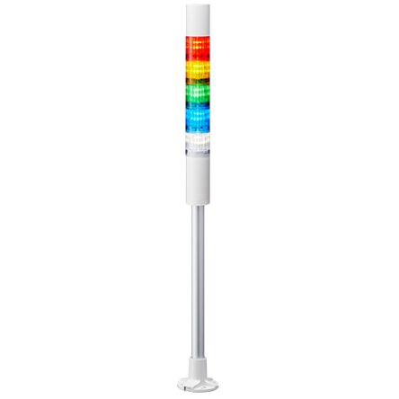 Patlite LR4 LED Signalturm 5-stufig Mehrfarbig LED Rot/Gelb/Grün/Blau/Transparent + Summer Blitz, Dauer 623.5mm