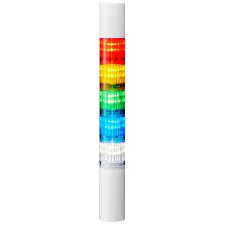 Patlite LR4 LED Signalturm 5-stufig Mehrfarbig LED Rot/Gelb/Grün/Blau/Transparent + Summer Blitz, Dauer 333.5mm