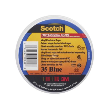 3M Scotch 35 Isolierband, PVC Blau, 0.18mm X 19mm X 20m, -5°C Bis +105°C