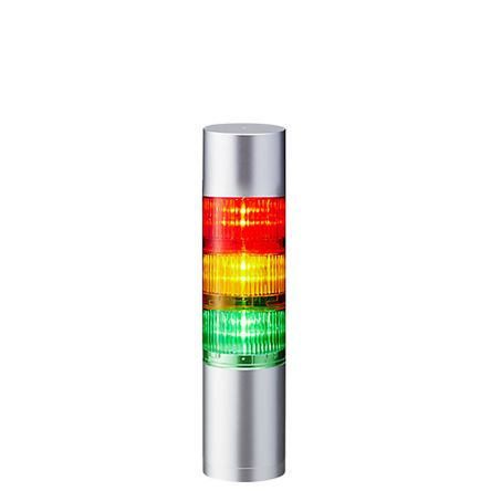 Patlite LR6 LED Signalturm 3-stufig Mehrfarbig LED Rot/Gelb/Grün + Summer Blitz, Dauer 253.5mm Multifunktion
