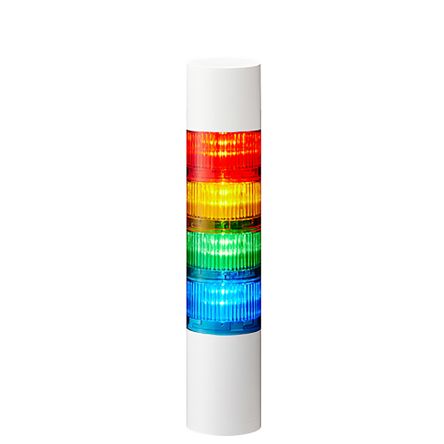Patlite LR6 LED Signalturm Bis 4-stufig Mehrfarbig LED Rot/Gelb/Grün/Blau + Summer Blitz, Dauer 293.5mm Multifunktion