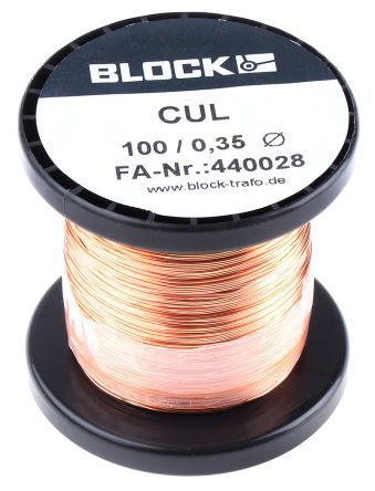 Block Single Core 0.35mm Diameter Copper Wire, 87m Long