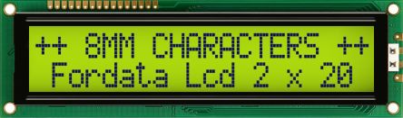 Fordata FC Alphanumerische LCD-Anzeige, Alphanumerisch Zweizeilig, 20 Zeichen, Hintergrund Gelbgrün Reflektiv