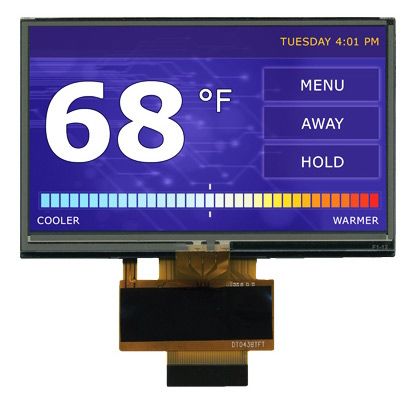 Displaytech 4.3in LED液晶屏, 电阻式触摸屏, 480 x 272pixels, 24 位接口