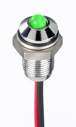 RS PRO LED Schalttafel-Anzeigelampe Grün 1.8 → 3.3V Dc, Montage-Ø 6mm, Leiter