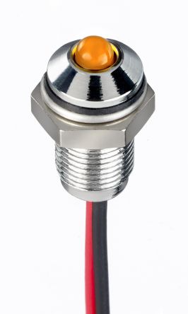 RS PRO LED Schalttafel-Anzeigelampe Orange 10.8 → 13.2V Dc, Montage-Ø 6mm, Leiter