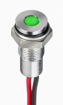 RS PRO LED Schalttafel-Anzeigelampe Grün 1.8 → 3.3V Dc, Montage-Ø 6mm, Leiter