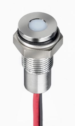 RS PRO LED Schalttafel-Anzeigelampe Weiß 1.8 → 3.3V Dc, Montage-Ø 6mm, Leiter