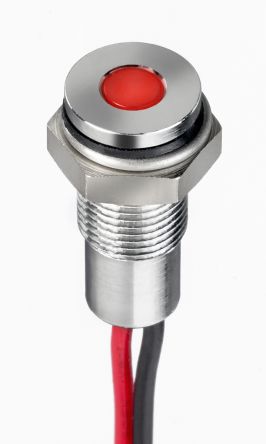 RS PRO LED Schalttafel-Anzeigelampe Rot 10.8 → 13.2V Dc, Montage-Ø 6mm, Leiter