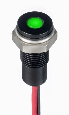 RS PRO Voyant LED Lumineux Vert, Dia. 6mm, 1.8 → 3.3V C.c., Taille De La Lampe 3 Mm, IP67