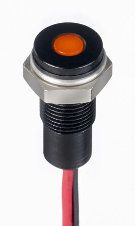 RS PRO LED Schalttafel-Anzeigelampe Orange 1.8 → 3.3V Dc, Montage-Ø 6mm, Leiter
