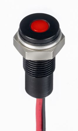 RS PRO LED Schalttafel-Anzeigelampe Rot 21.6 → 26.4V Dc, Montage-Ø 6mm, Leiter