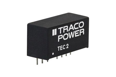 TRACOPOWER TEC 2 DC-DC Converter, 5V Dc/ 200mA Output, 4.5 → 13.2 V Dc Input, 2W, Through Hole, +95°C Max Temp
