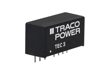 TRACOPOWER TEC 3 DC-DC Converter, 12V Dc/ 250mA Output, 4.5 → 13.2 V Dc Input, 3W, Through Hole, +90°C Max Temp