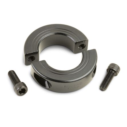 Ruland 轴环, 5mm轴直径, 两件, 夹紧螺丝, 黑色氧化, 碳钢, 16mm外径, 9mm宽度