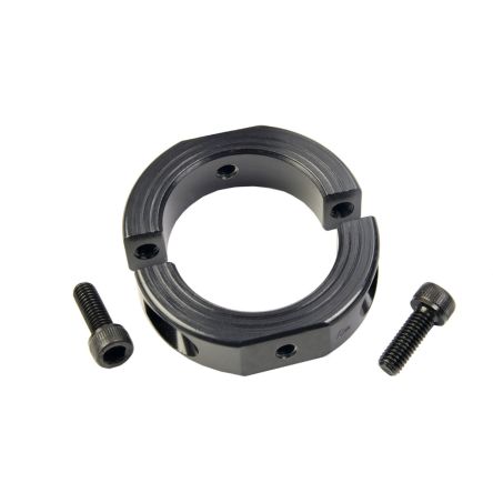Ruland 轴环, 25mm轴直径, 两件, 夹紧螺丝, 黑色氧化, 碳钢, 45mm外径, 15mm宽度