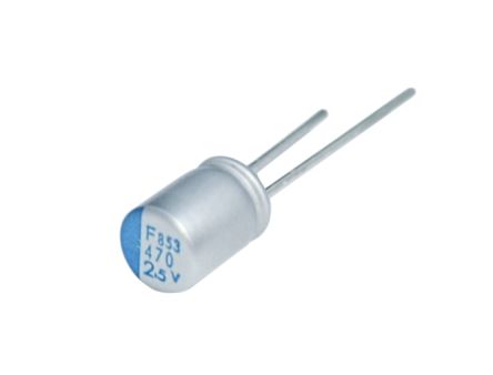 CHEMI-CON Nippon PSG, THT Polymerkondensator 82μF ±20% / 25V Dc, Ø 6.3mm, -55°C → +105°C