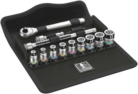Wera 13-Piece Metric 1/4 In Standard Socket Set With Ratchet, 6 Point