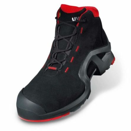 Uvex 1-8517 Unisex Sicherheitsstiefel Schwarz, Rot, Mit Zehen-Schutzkappe EN20345 S3, ESD-sicher, Größe 42