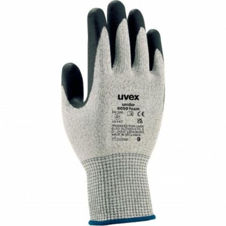 Uvex Guantes De Trabajo De Fibra De Vidrio, HPPE, Poliamida Gris Serie Unidur 6659 Foam, Talla 7, S, Con Recubrimiento