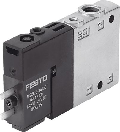 Festo 先导式电磁阀, CPE系列, M7接口, 通孔安装, 350L/min, 24V 直流线圈电压, 3/2通道