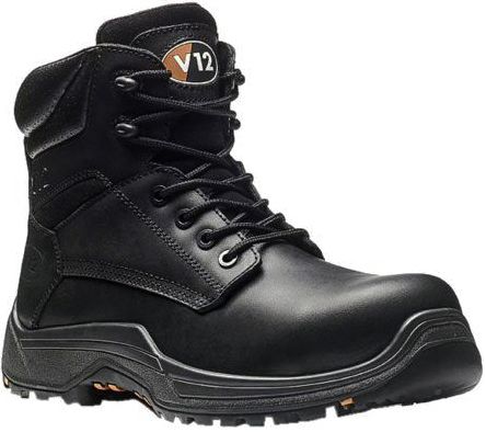 V12 Footwear Bison Sicherheitsstiefel Schwarz, Mit Zehen-Schutzkappe EN20345 S3, Größe 39 / UK 6