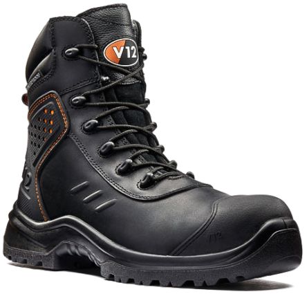 V12 Footwear Defender Sicherheitsstiefel Schwarz, Mit Zehen-Schutzkappe EN20345 S3, Größe 42 / UK 8