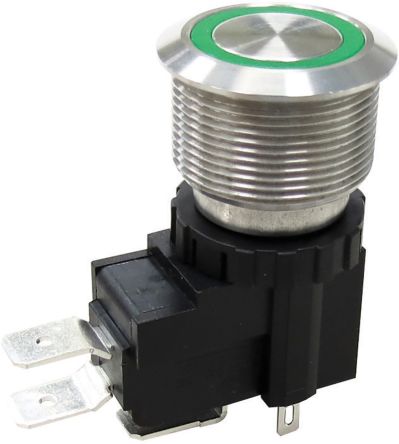 RS PRO Push Button Switch, Momentary, Panel Mount, 22.2mm Cutout, SPST, 250 / 125V Ac, IP67