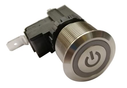 RS PRO Illuminated Push Button Switch, Latching, Panel Mount, 22.2mm Cutout, SPST, White LED, 250 / 125V Ac, IP67