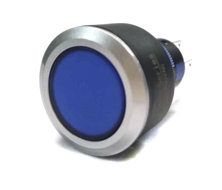 RS PRO Illuminated Push Button Switch, Momentary, Panel Mount, 22.2mm Cutout, DPDT, Blue LED, 250V Ac, IP65