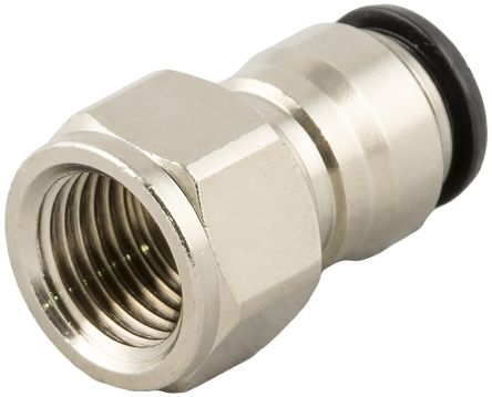 RS PRO Push-in Fitting, G 1/4 Female To Push In 6 Mm, Threaded-to-Tube Connection Style