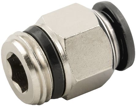 RS PRO Push-in Fitting, R 1/8 Male To Push In 8 Mm, Threaded-to-Tube Connection Style