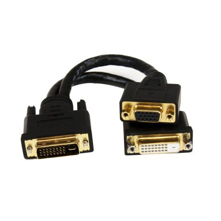 StarTech.com DVI-Kabel A DVI-I Dual Link - Stecker B DVI-D Dual Link, VGA - Buchse, 203.2mm PVC Schwarz