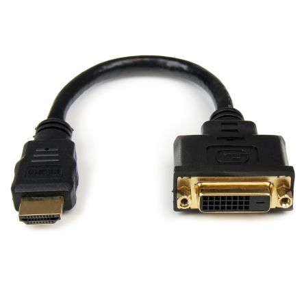 StarTech.com HDMI-Kabel A HDMI Stecker B DVI-D Dual Link Buchse Hohe Geschwindigkeit 1920x1200 Max., 20cm, Schwarz
