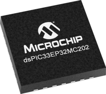 Microchip Processeur Signal Numérique, DSPIC33EP32MC202-I/MM, AEC-Q100 16bit, 60MHz, 32 Ko Flash, 1 (6 X 12 Bits) ADC, QFN 28 .