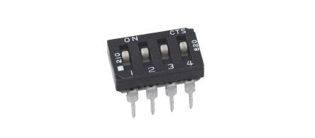 CTS THT DIP-Schalter Gleiter 2-stellig, 1-poliger Ein/Ausschalter, Kupferkontakte 0,1 (schaltend) MA, 100 (nicht