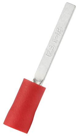 RS PRO Kabelschuh Flachstift, Isoliert, Rot, L. 18mm, D. 0.75mm