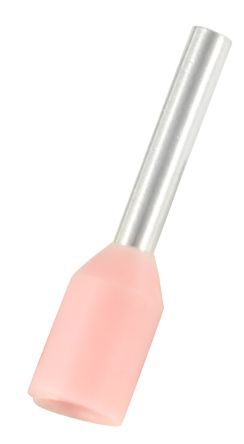 RS PRO Insulated Crimp Bootlace Ferrule, 6mm Pin Length, 1.1mm Pin Diameter, 0.34mm² Wire Size, Pink