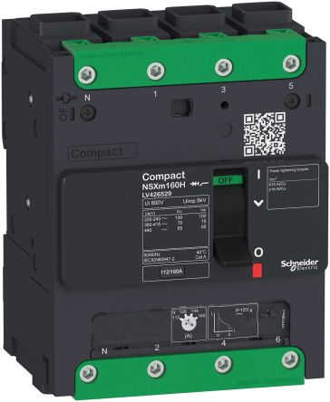 Schneider Electric, Compact MCCB 4P 63A, Breaking Capacity 50 KA, Clip-On